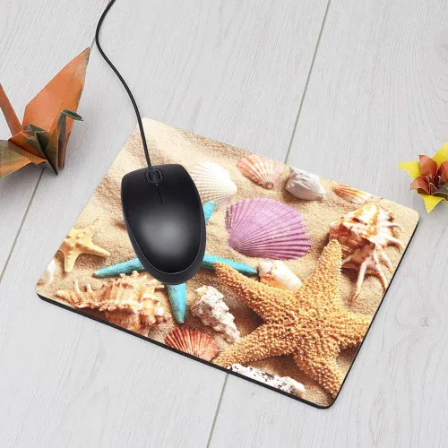 Vista 3 de Seashell - Alfombrilla de mouse para videojuegos, conchas de mar coloridas en la playa, alfombrilla de mouse para computadora, escritorio, laptop
