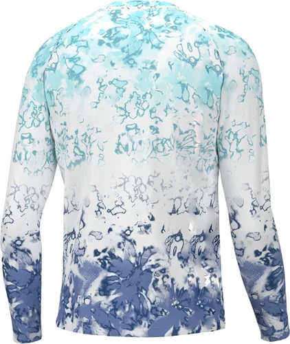 Vista 2 de HUK Camisa de pesca de manga larga con patrón de búsqueda para hombre, protección solar
