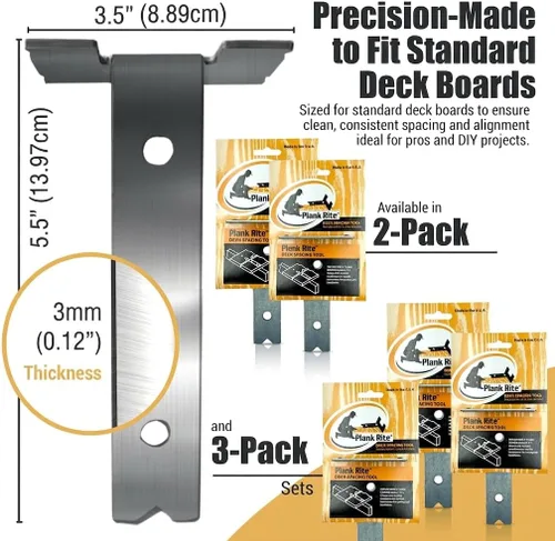 Vista 2 de Herramienta de separación y fijación de cubiertas de acero, paquete de 2 para uso con tablas de cubierta de 5-1/2 pulgadas, funciona para madera
