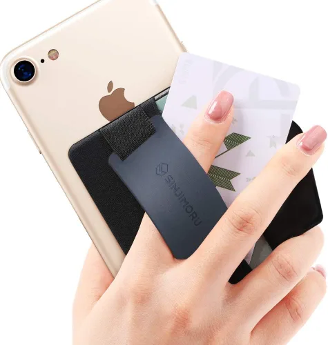 Vista 12 de Sinjimoru Tarjetero con agarre para teléfono con soporte para teléfono, billetera de agarre seguro para iPhone con soporte para mesa. Sinji Pouch