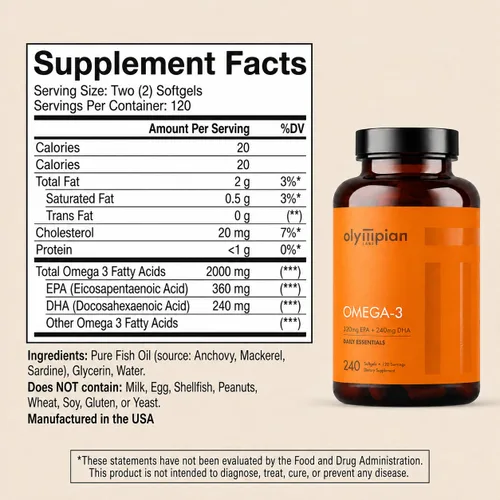 Vista 2 de Olympian Labs Omega 3 Aceite de pescado 1000 mg con EPA y DHA