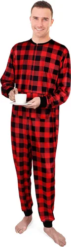 Vista 3 de Haysandy - Pijamas de Navidad a juego para parejas, para la familia, búfalo, a cuadros, para adultos, color rojo, para hombres y mujeres