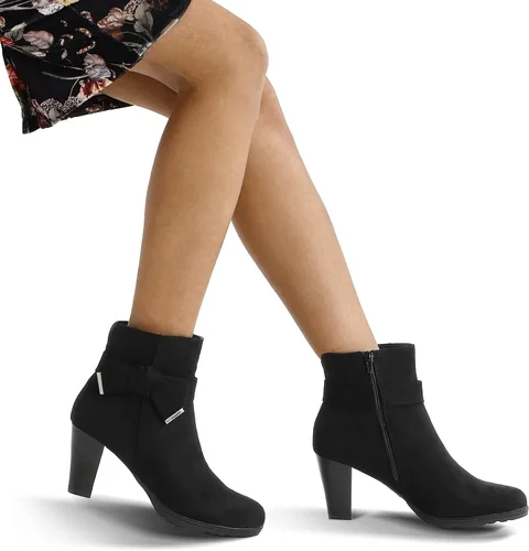 Vista 5 de mysoft Botines para mujer con tacón, tacón grueso apilado y cremallera botines para mujer