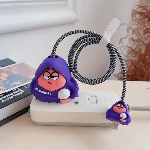 Vista 11 de Funda Protectora Bonita para Cable Cargador Adaptador USB-C de 20W para iPhone, Diseño Único Divertido Kawaii de Dibujos Animados 3D Funda