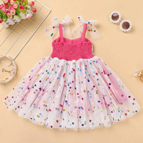 Vista 4 de IMEKIS Toddler Baby Girl First Birthday Outfit Princess Dress Shiny Rainbow Cake Smash Photo Shoot