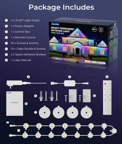 Vista 9 de Luces permanentes navideñas para exteriores, 100 pies RGBWW/60LM Triple-LED