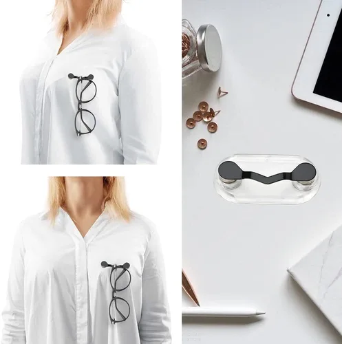 Vista 3 de Paquete de 5 soportes magnéticos para gafas, soporte para gafas, soporte para lentes de sol, placa de identificación para hombres y mujeres