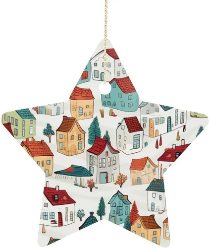 Vista 7 de Adorno de vacas en gafas de sol de porcelana de doble cara de 3 pulgadas, casa de campo, árbol de Navidad, accesorios para colgar, adorno de regalo
