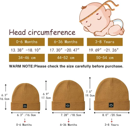 Vista 6 de Paladoo Paquete de 2 gorros de punto para bebé para niñas y niños de 0 a 8 años