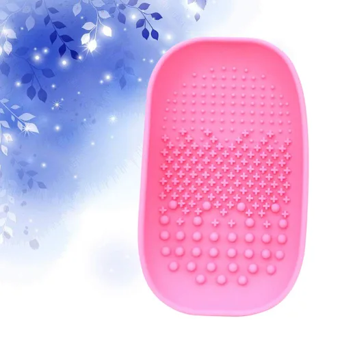 Vista 9 de Luxshiny Alfombrilla de limpieza de brochas de maquillaje de silicona, limpiador de brochas de maquillaje reutilizable con correa trasera
