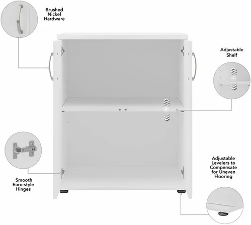 Vista 7 de Bush Business Furniture - Armario de almacenamiento universal para lavadero con puertas y estantes en color blanco