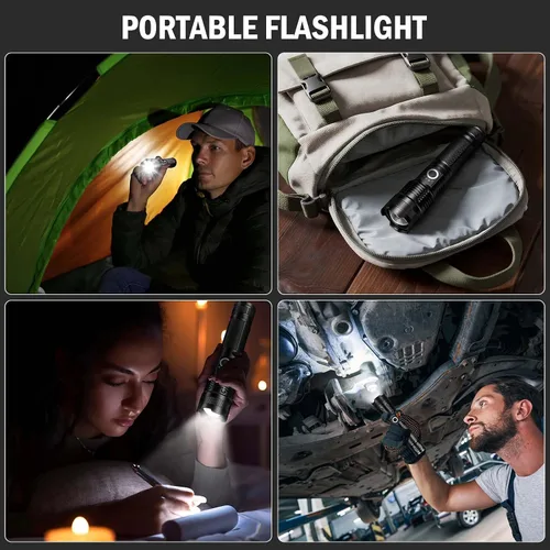 Vista 8 de Lylting Linternas Recargables Altos Lúmenes, 4 Pack 99,000 Lúmenes Linternas LED con Batería de 5000mAh, Linternas Multifuncionales Impermeables