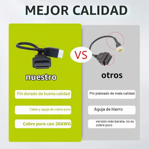 Vista 3 de Adaptador OBD2 apto para Delphi 6pin para Benelli cable de diagnóstico de motocicleta de 6 pines a 16 pines, conector de 6 pines compatible