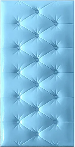 Vista 9 de Paneles de pared 3D para despegar y pegar, calcomanías de pared anticolisión impermeables para el hogar, tapete protector de pared suave para Azul