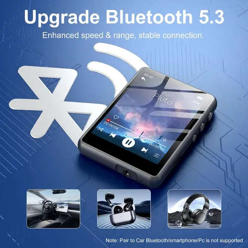 Vista 3 de Reproductor MP3 de 128 GB con Bluetooth Negro, reproductor de música SWOFY M4 con Bluetooth 5.4, reproductor MP3 portátil de alta fidelidad de 2.4