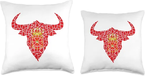 Vista 3 de Diseños San Fermín Bull Head Navarra Flag Mosaic St Fermín Viva San Fermín Almohada de 16 x 16 pulgadas, multicolor