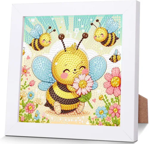 Vista 17 de xackcme Kits de pintura de diamantes de mariposa para niños con marco, arte de diamantes de mariposas para niños de 4 a 8 a 12 años, kit de pintura