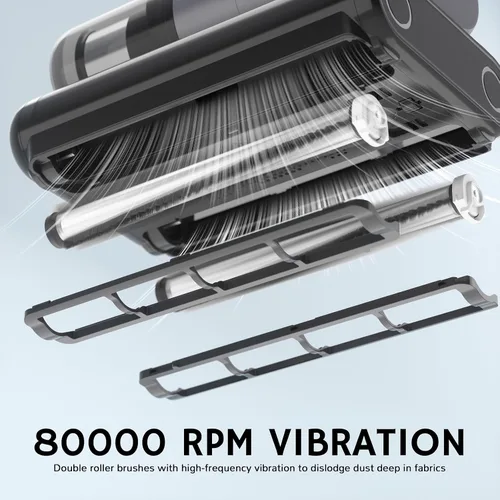 Vista 7 de AIRTHEREAL Aspiradora de colchón M1, aspiradora de cama 6 en 1 con vibración de alta frecuencia, rotación de cepillo doble de 80,000 RPM, luz UV-C