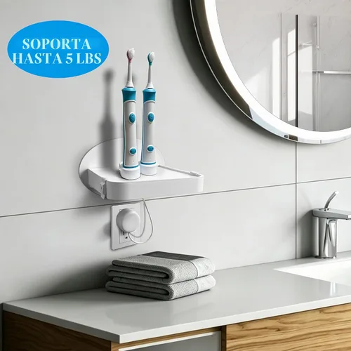 Vista 3 de Soporte adhesivo para estante de salida, organizador de cables de montaje en pared sin taladro