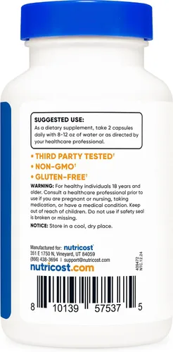 Vista 4 de Nutricost Beta Ecdysterone 600 mg por porción, 120 cápsulas, vegano, sin OMG, sin gluten, 60 porciones