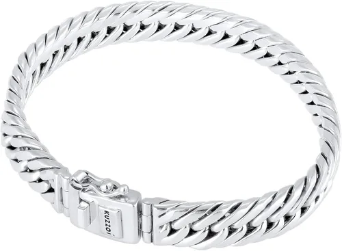 Vista 2 de kuzzoi Pulsera bizantina de plata de ley 925 para hombre, longitud 6,69 pulgadas - 8,27 pulgadas, ancho 0,39 pulgadas, 1.52 onzas