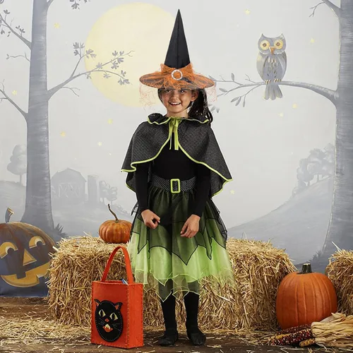 Vista 32 de Zando Sombreros de bruja de encaje para mujer, accesorios de disfraz de Halloween, accesorios de disfraz de bruja plegables para colgar