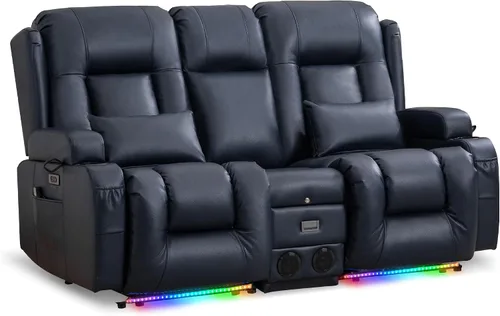 Vista 40 de URRED Sofá reclinable Power Loveseat con masaje y calor, gris ceniza