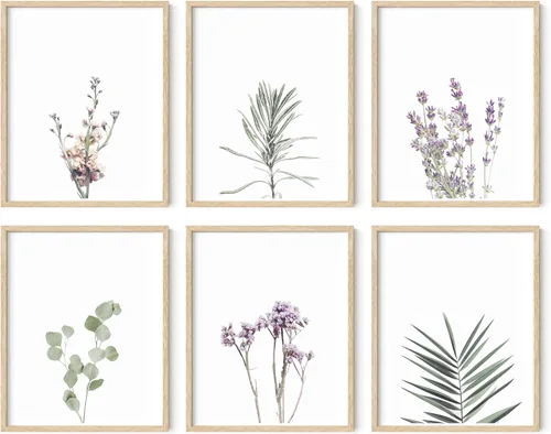 Vista 39 de HAUS AND HUES Pósteres florales y de plantas, juego de 6 impresiones botánicas, arte de pared de flores y plantas, decoración botánica