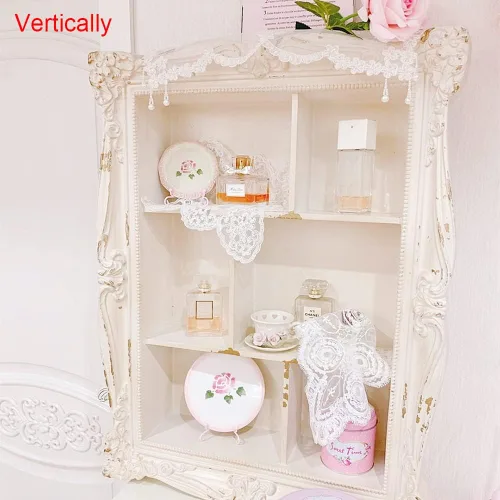 Vista 10 de Shabby Chic - Estantes flotantes de pared con tallado hecho a mano, estante de pared de madera estilo francés para sala de estar, dormitorio Blanco