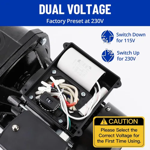 Vista 5 de GarveeTech Bomba de chorro de pozo poco profundo de 1.75 Hp, bomba de transferencia de agua de hierro fundido de 2070 GPH sobre el suelo
