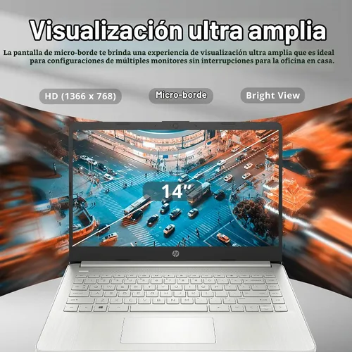 Vista 3 de HP Stream Laptop HD de 14 pulgadas, procesador Intel Celeron N4120, 4 GB de RAM, 128 GB eMMC, gráficos Intel UHD, cámara web 720p, WiFi, HDMI