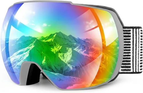 Vista 17 de OULAIQI Gafas de esquí de nieve, protección OTG UV400, anti niebla, esquí, patinaje, snowboard, gafas de snowboard para hombres, mujeres y jóvenes