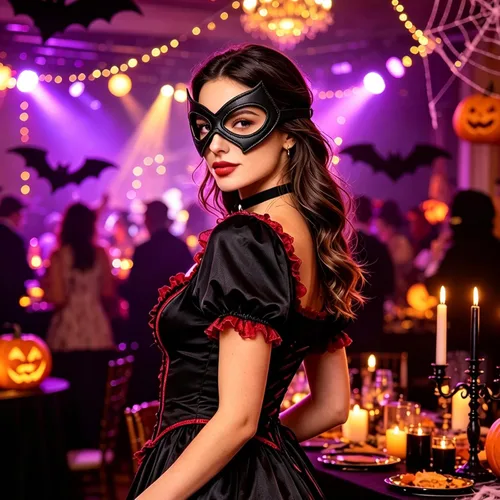 Vista 7 de Paquete de 2 máscaras de gato para mujer, disfraz de Halloween