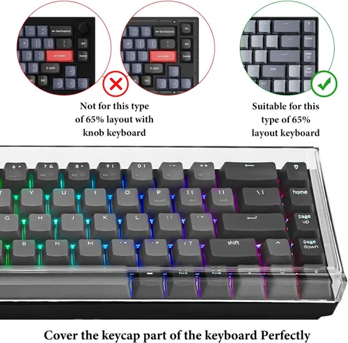 Vista 2 de GEEKRIA Cubierta antipolvo para teclado 65%, cubierta de teclado acrílico transparente para teclado mecánico de computadora de 68 teclas, compatible