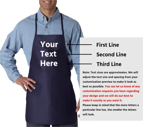 Vista 2 de Delantal personalizado Hot4TShirts - Delantales de cocina divertidos hechos a medida para hombres y mujeres - 2 bolsillos frontales - Añadir tu texto
