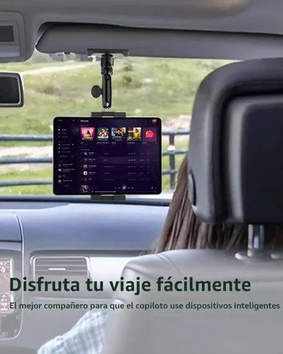 Vista 2 de [Usado] Soporte para tableta para visera solar para automóvil, soporte de teléfono con clip de visera con brazo de metal, abrazadera de tableta