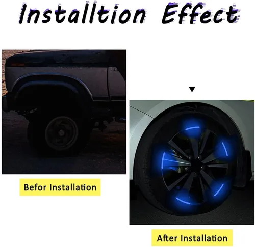 Vista 5 de 20 piezas de calcomanías reflectantes decorativas para ruedas de coche, cinta adhesiva de advertencia de seguridad nocturna, calcomanías