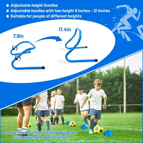 Vista 3 de Eazy2hD Juego de entrenamiento de agilidad de velocidad: escalera de agilidad, 12 conos, 4 obstáculos ajustables, paracaídas