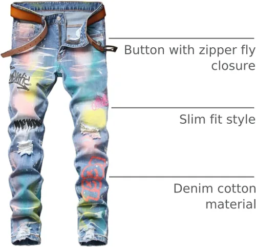 Vista 37 de Enrica Pantalones vaqueros estampados casuales para hombre