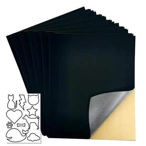 Vista 9 de 4 láminas de forro de terciopelo autoadhesivas (4, negro)