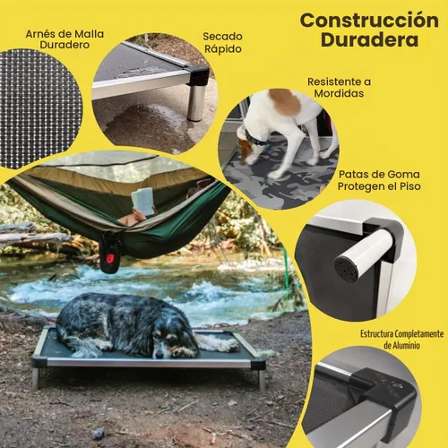 Vista 5 de K9 Ballistics Cama Cot Elevada de Enfriamiento para Exteriores a Prueba de Masticación para Perros Pequeños y Cachorros - Prácticamente Malla Negra