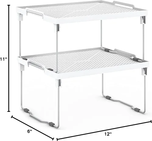 Vista 3 de ums Organizador de gabinete de cocina, estante apilable para congelador, organizador de caja de armario, estante elevador de estante, estante