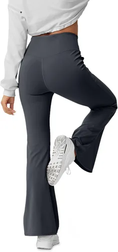 Vista 32 de HEGALY Pantalones de yoga acampanados para mujer, leggings cruzados, suaves, de cintura alta, pantalones casuales de entrenamiento con corte de bota