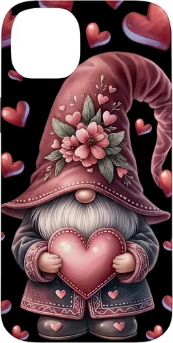 Vista 14 de iPhone 11 Pro Max - Funda con diseño de corazón para mujer, diseño retro de gnomo de amor para el día de San Valentín
