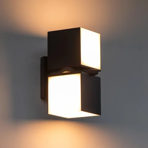 Vista 9 de LUTEC Cuba 3000K 1100LM LED Integrado Porche Pared Luz Exterior e Interior Dormitorio LED Pared Farol Sconce-Negro
