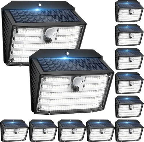 Vista 19 de CLAONER Luces solares para exteriores [126 LED], luces inalámbricas con sensor de movimiento, luces de seguridad impermeables IP65, 3 modos, ángulo