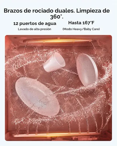 Vista 4 de EUHOMY Lavavajillas de encimera portátil, 8 programas con tanque de 5 L