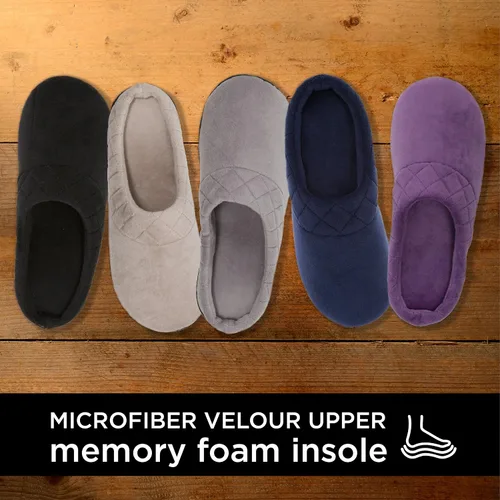 Vista 11 de Dearfoams Darcy - Pantuflas de velour de microfibra, tipo zueco con bordes acolchados, para mujer