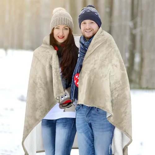 Vista 5 de Catalonia Manta Poncho Sherpa Vestible para Adultos Mujeres Hombres, Manta Capa Envolvente con Bolsillo, Cálida, Suave, Acogedora, Cómoda, Regalo
