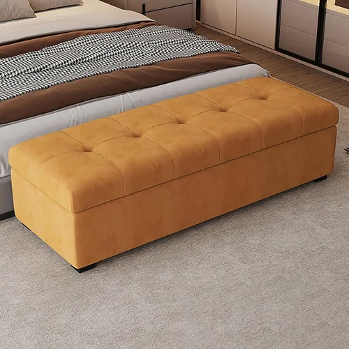 Vista 9 de Leather Storage Ottoman Bench for Bedroom, Upholstered End of Bed Bench with Metal Support Lift, Entryway for Living Room, Solid Wood Frame, Easy
